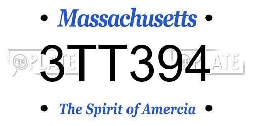 3TT394 Massachusetts License Plate