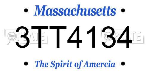 3TT4134 Massachusetts License Plate