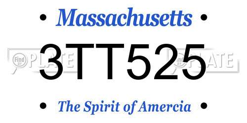 3TT525 Massachusetts License Plate