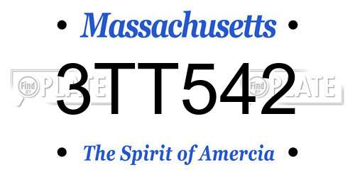 3TT542 Massachusetts License Plate