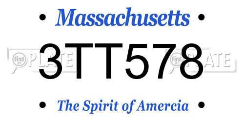 3TT578 Massachusetts License Plate