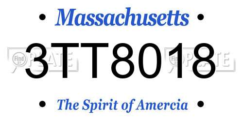3TT8018 Massachusetts License Plate