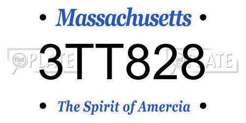 3TT828 Massachusetts License Plate