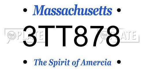 3TT878 Massachusetts License Plate