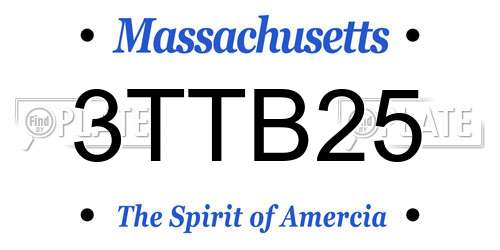 3TTB25 Massachusetts License Plate
