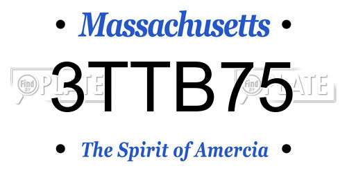3TTB75 Massachusetts License Plate