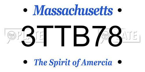 3TTB78 Massachusetts License Plate