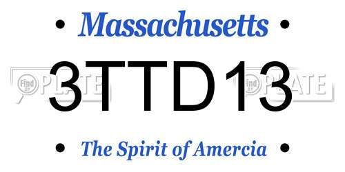 3TTD13 Massachusetts License Plate