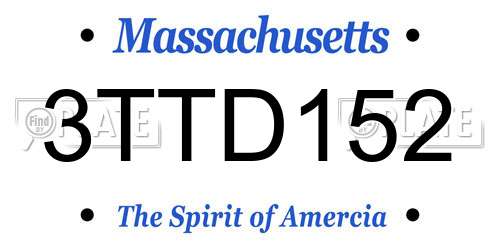 3TTD152 Massachusetts License Plate