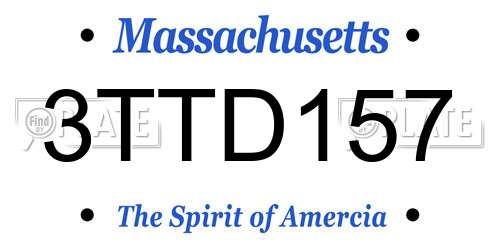 3TTD157 Massachusetts License Plate