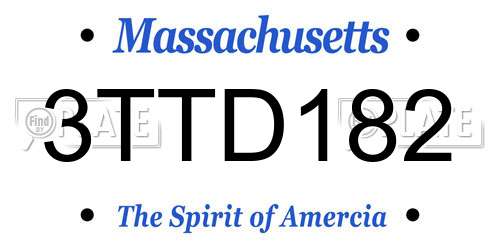 3TTD182 Massachusetts License Plate
