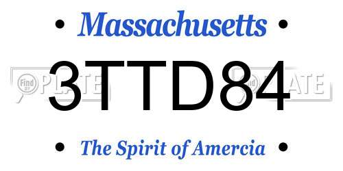 3TTD84 Massachusetts License Plate