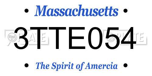 3TTE054 Massachusetts License Plate