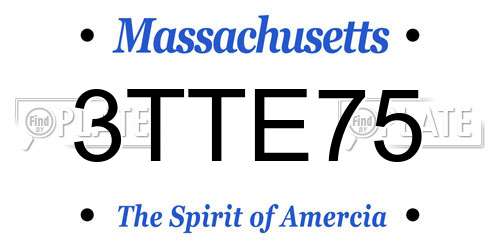 3TTE75 Massachusetts License Plate