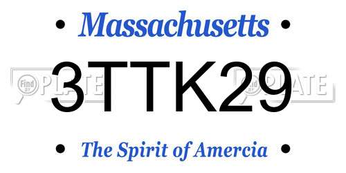 3TTK29 Massachusetts License Plate
