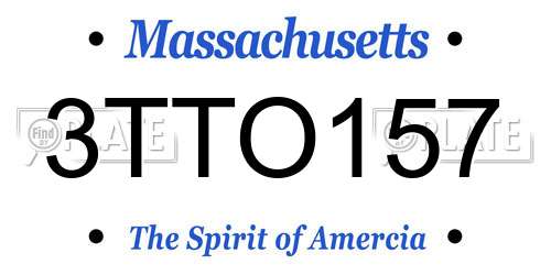 3TTO157 Massachusetts License Plate