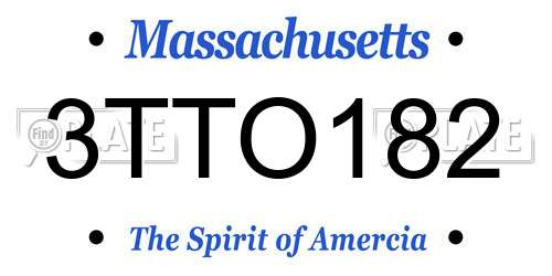 3TTO182 Massachusetts License Plate