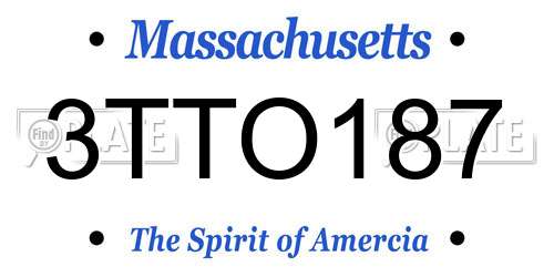 3TTO187 Massachusetts License Plate