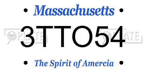 3TTO54 Massachusetts License Plate