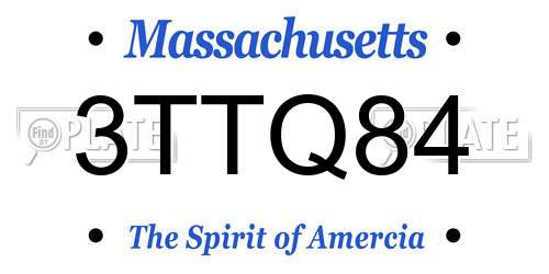 3TTQ84 Massachusetts License Plate
