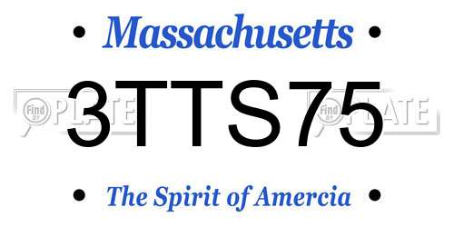 3TTS75 Massachusetts License Plate