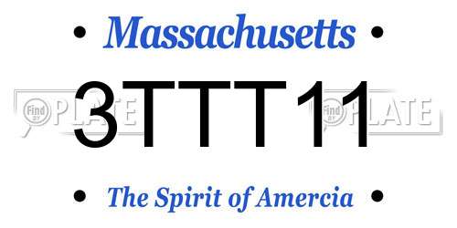 3TTT11 Massachusetts License Plate