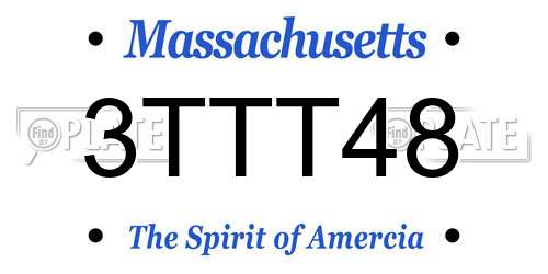 3TTT48 Massachusetts License Plate