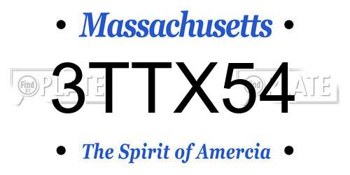 3TTX54 Massachusetts License Plate