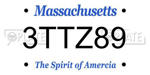 3TTZ89 Massachusetts License Plate