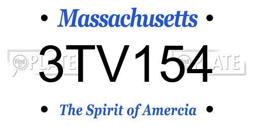 3TV154 Massachusetts License Plate
