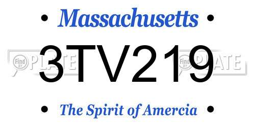 3TV219 Massachusetts License Plate