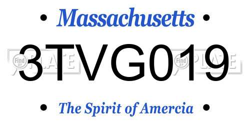3TVG019 Massachusetts License Plate