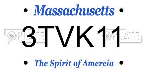 3TVK11 Massachusetts License Plate