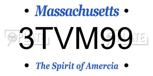 3TVM99 Massachusetts License Plate