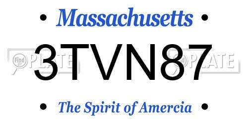 3TVN87 Massachusetts License Plate