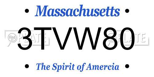 3TVW80 Massachusetts License Plate