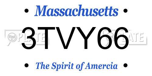 3TVY66 Massachusetts License Plate