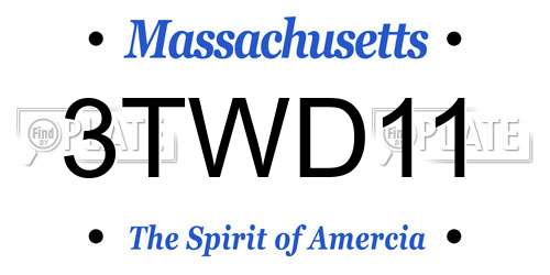 3TWD11 Massachusetts License Plate