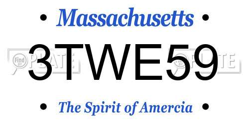 3TWE59 Massachusetts License Plate