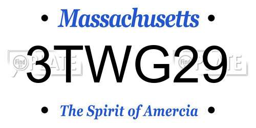 3TWG29 Massachusetts License Plate