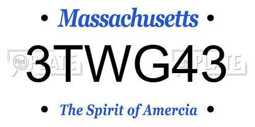3TWG43 Massachusetts License Plate