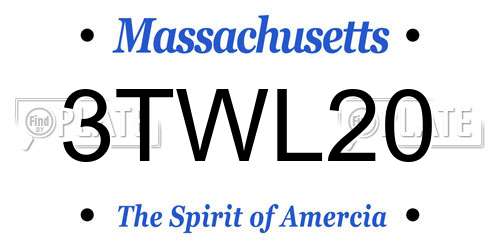 3TWL20 Massachusetts License Plate