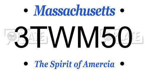 3TWM50 Massachusetts License Plate