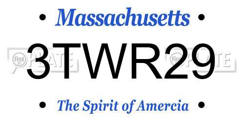 3TWR29 Massachusetts License Plate