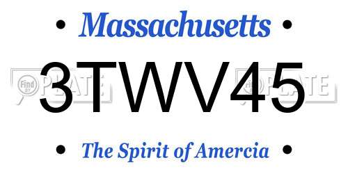 3TWV45 Massachusetts License Plate