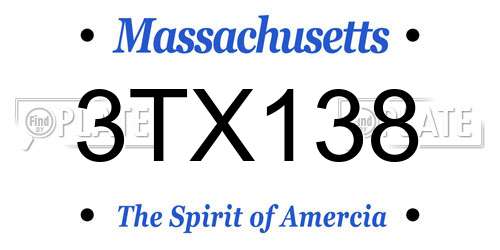 3TX138 Massachusetts License Plate