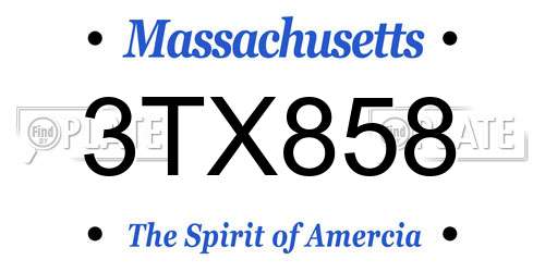3TX858 Massachusetts License Plate