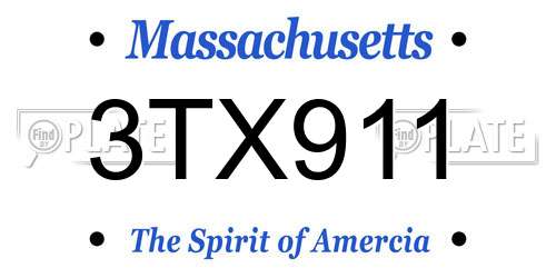 3TX911 Massachusetts License Plate