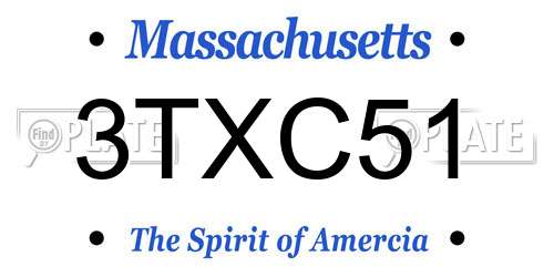 3TXC51 Massachusetts License Plate