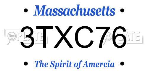 3TXC76 Massachusetts License Plate